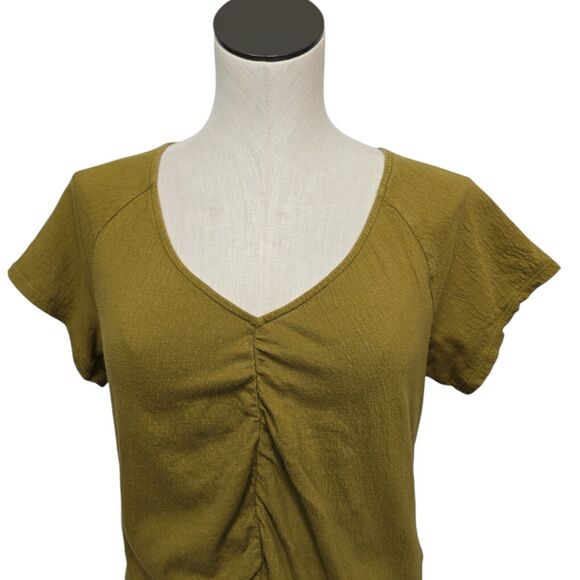 Madewell Knit Lightspun Ruched-Front Crop Top in Spiced Olive Green Size XS - Picture 9 of 14